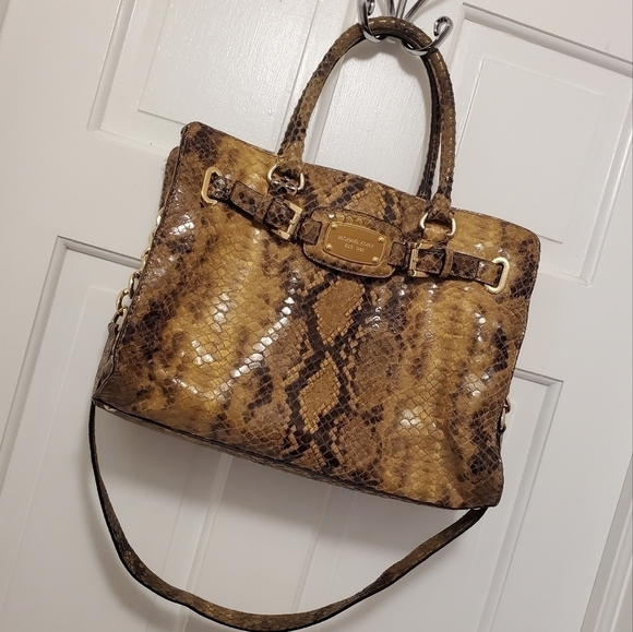 Michael Michael Kors Hamilton Snakeprint Leather Fully Lined Shoulder/Tote - Picture 1 of 13